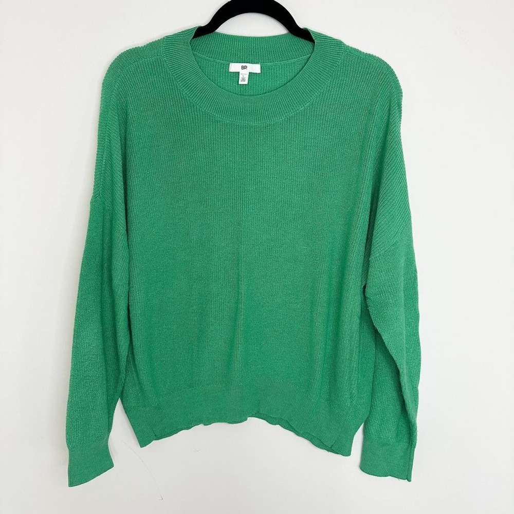 BP Emerald Green Knit Sweater Long Sleeve Ribbed Texture Pullover Size L